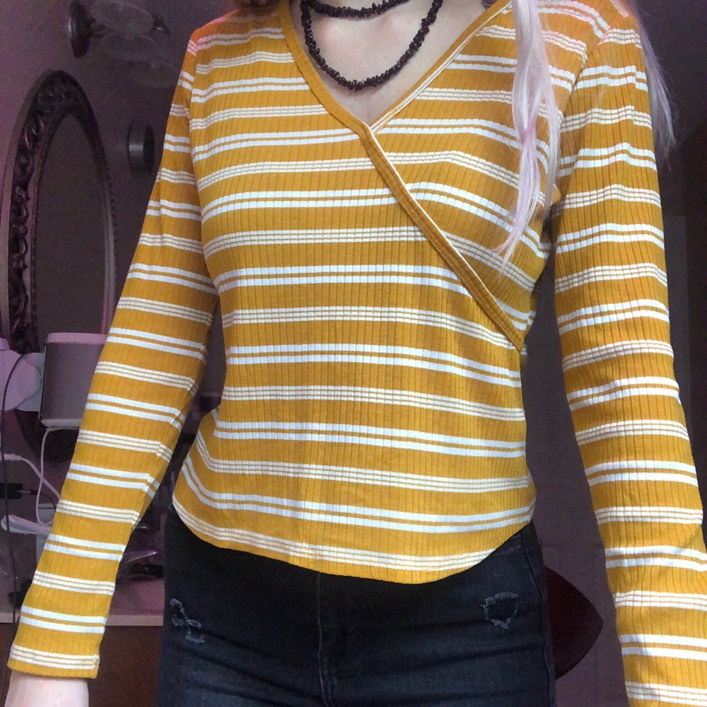 Yellow & White Striped Top